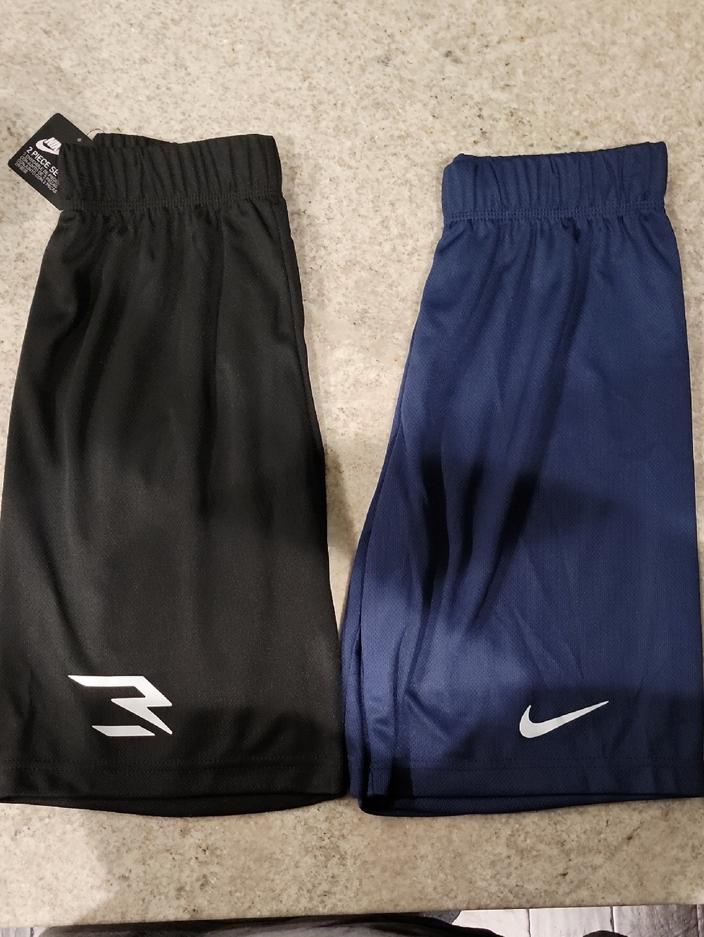 2 Pair Nike Boys' Basketball Shorts - Black & Navy
